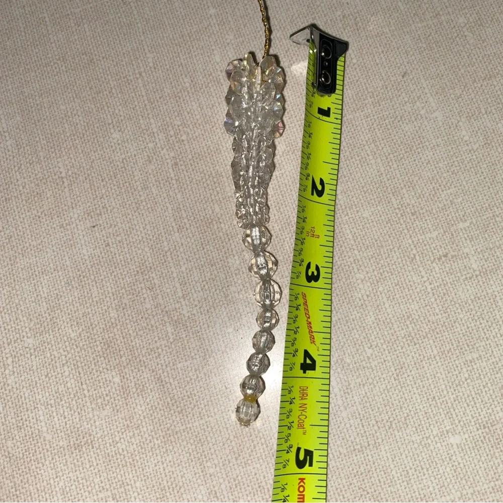 Vintage Handmade‎ Beaded Christmas Ornaments Bell Stocking Candlesticks 5 Pc Lot